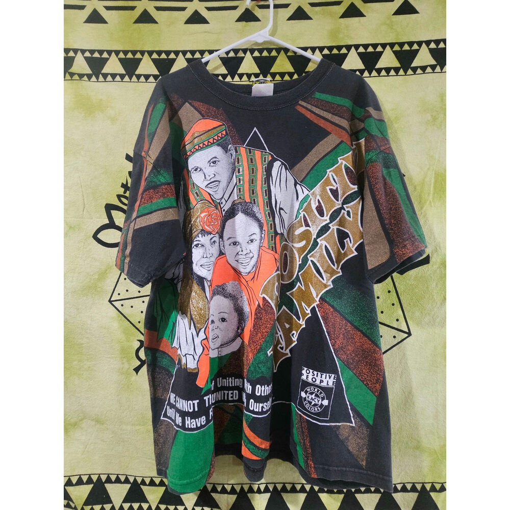 90s Kacy World Colors Black History “Unity” Mega Print AOP Tee XL